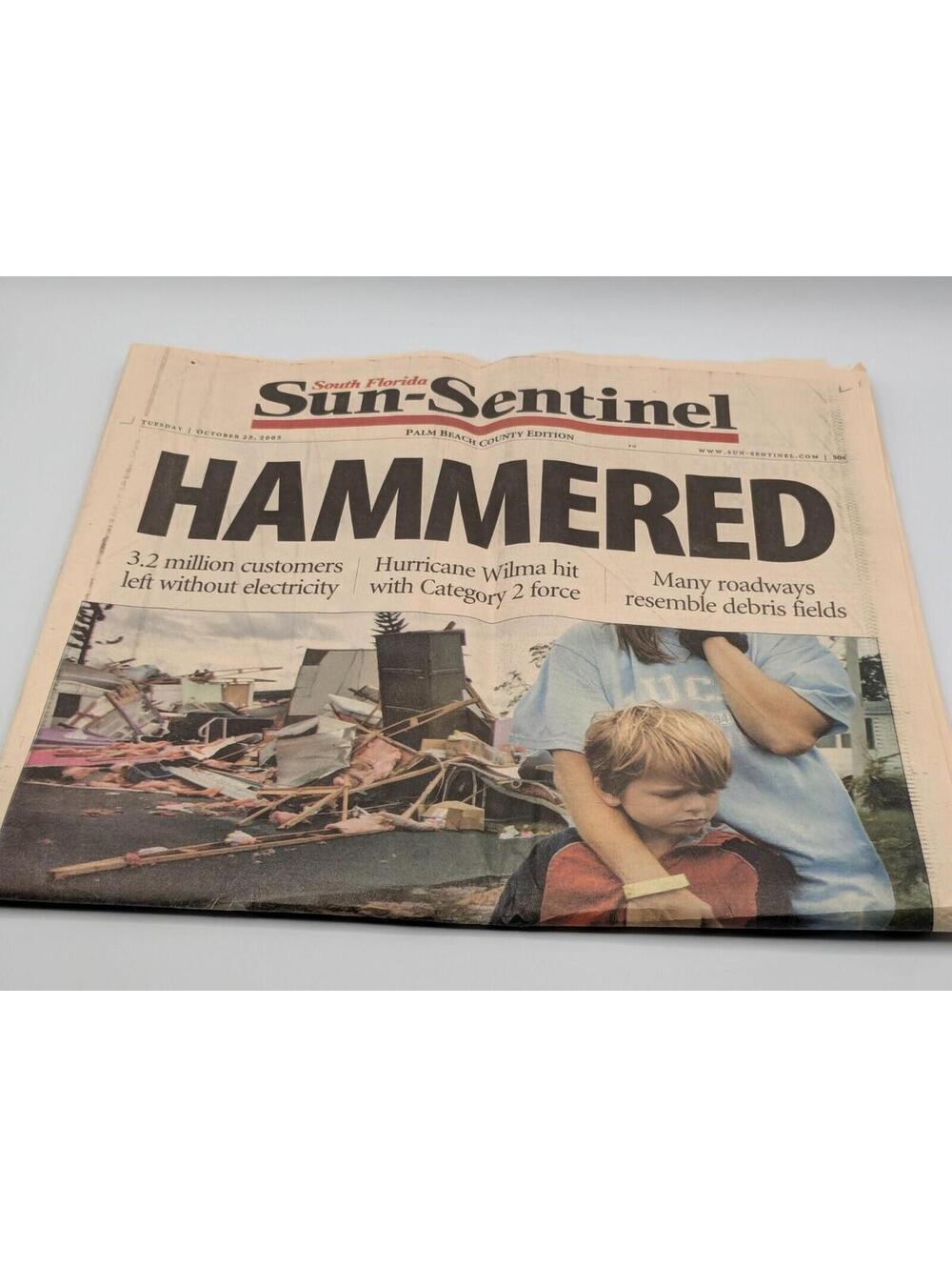 South Florida Sun-Sentinel Oct 25, 2005, "Hammered" Hurricane Wilma